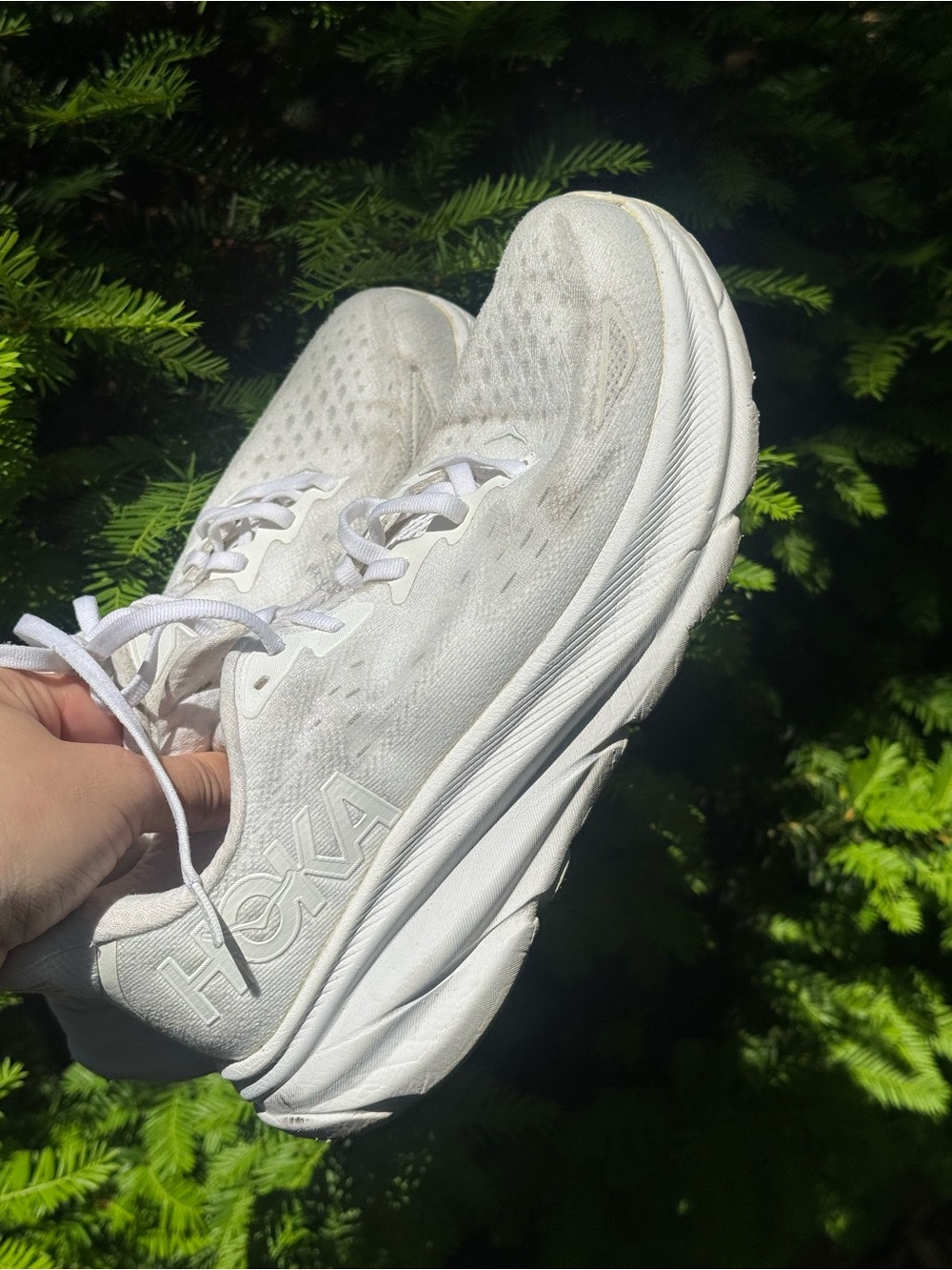 Hoka Women's All-White Road Running CLIFTON 9 Sneakers - Picture 10 of 13